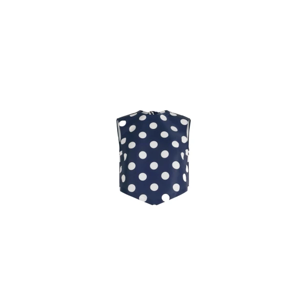 Scarf top in Navy Polka Dots printed recycled ottoman faille