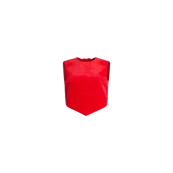Patou Scarf top in Red organic cotton velvet
