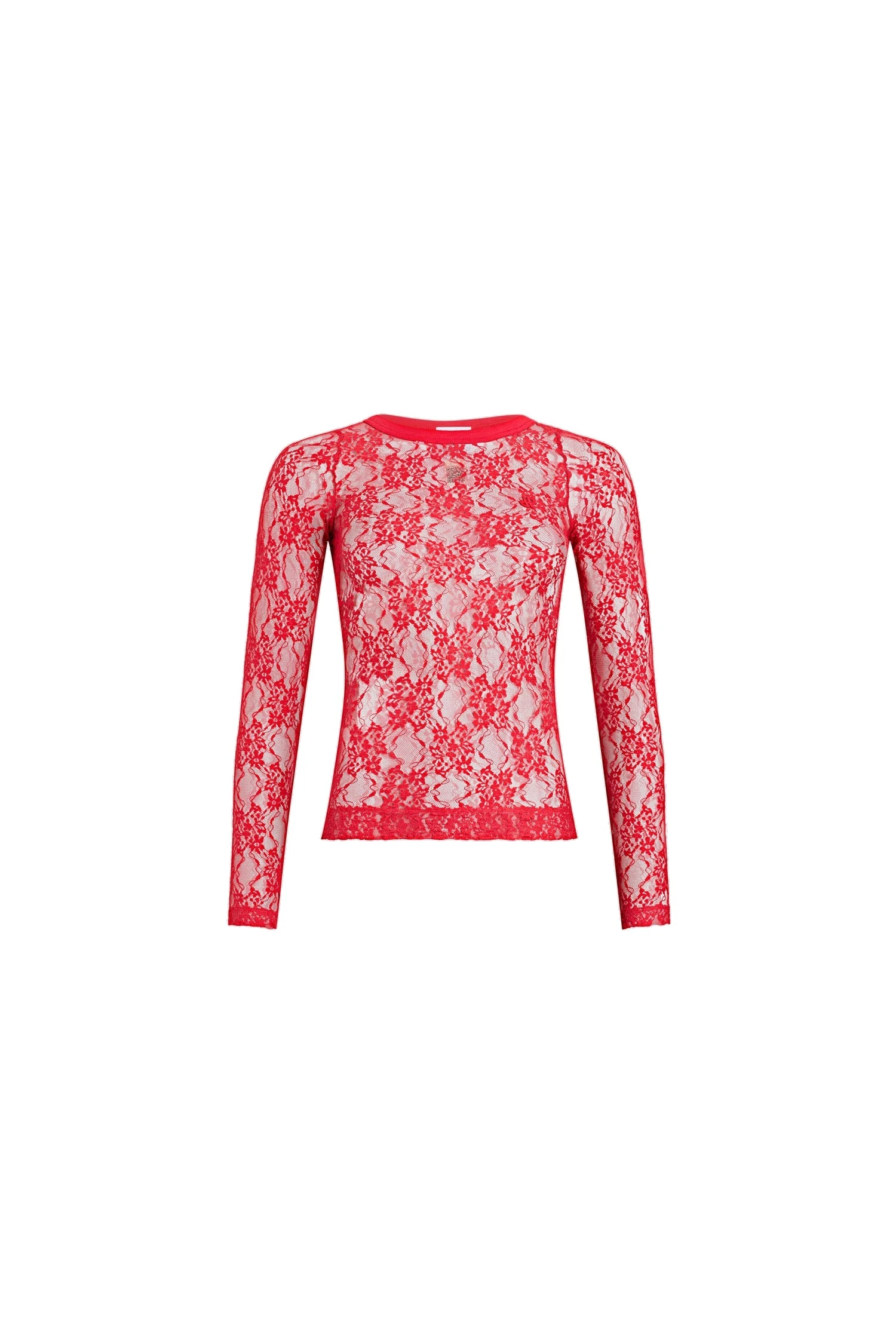 Patou Second skin top in lace jersey | Buy Designer Tops at Luxury Shoes Patou Second skin top in Babylone Red lace jersey