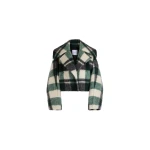 Patou Short oversize coat in Pine Winter Tartan wool blend