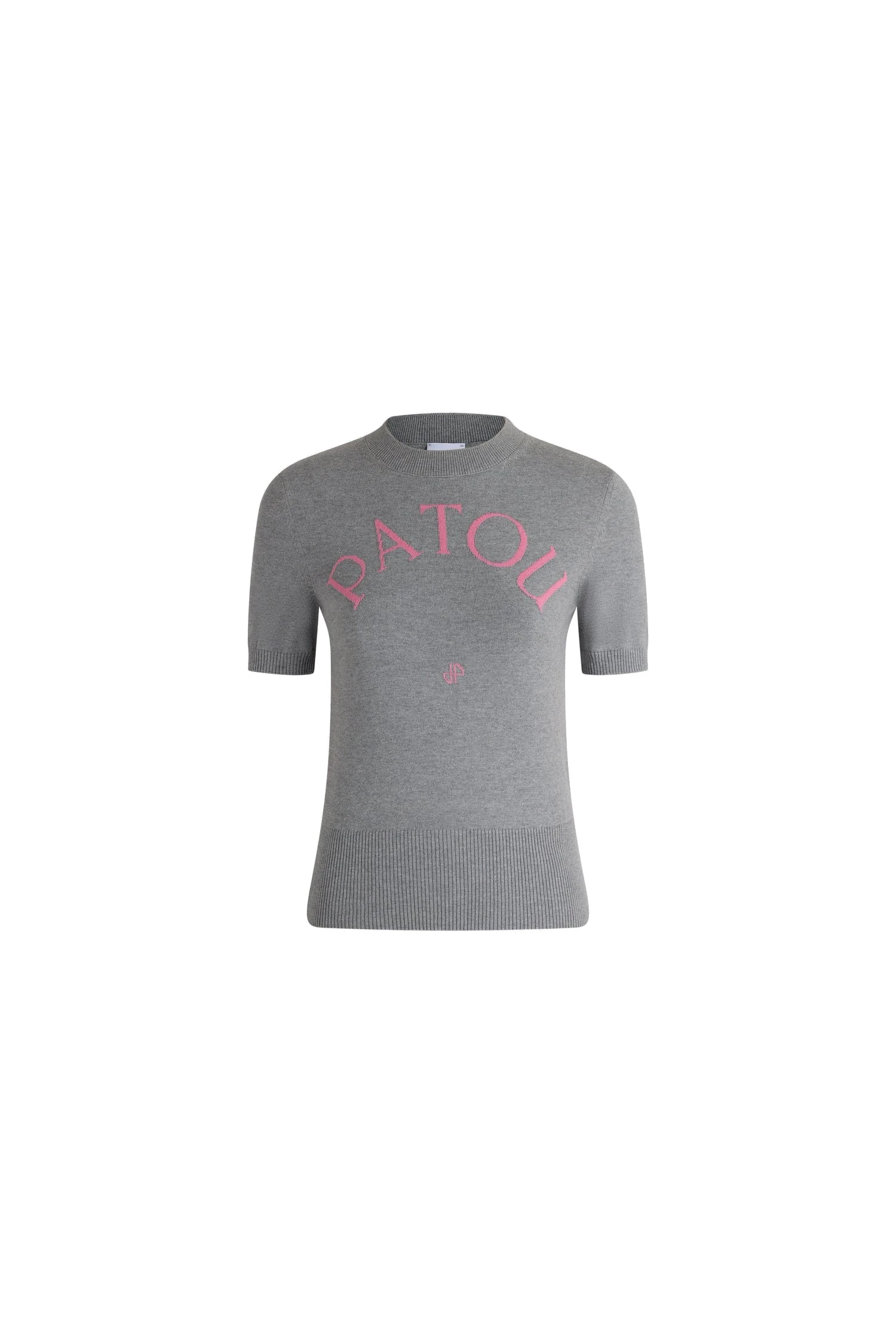 Patou Short-sleeve sweater in Frosted Stone blended cotton | Knitwear | Luxury Shoes Patou Short-sleeve sweater in Frosted Stone blended cotton