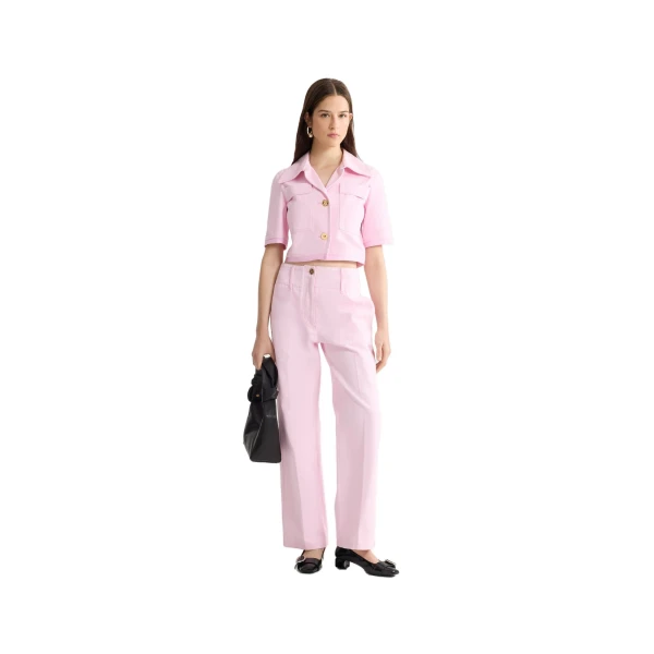 Short-sleeved organic cotton jacket in Pink Sunset - Image 2