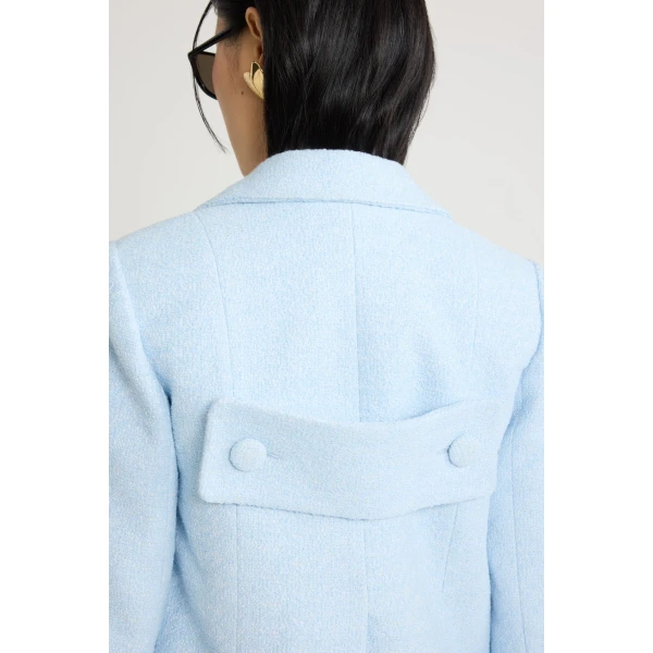 Short tailored jacket in Skylight Blue lightweight organic cotton tweed - Image 5
