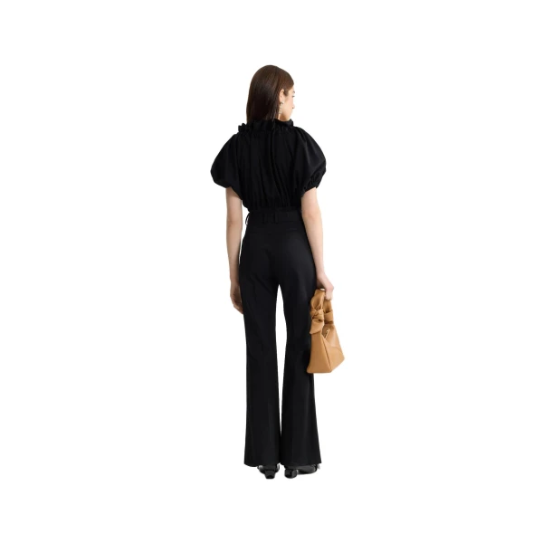 Short voluminous organic cotton top in Black - Image 3