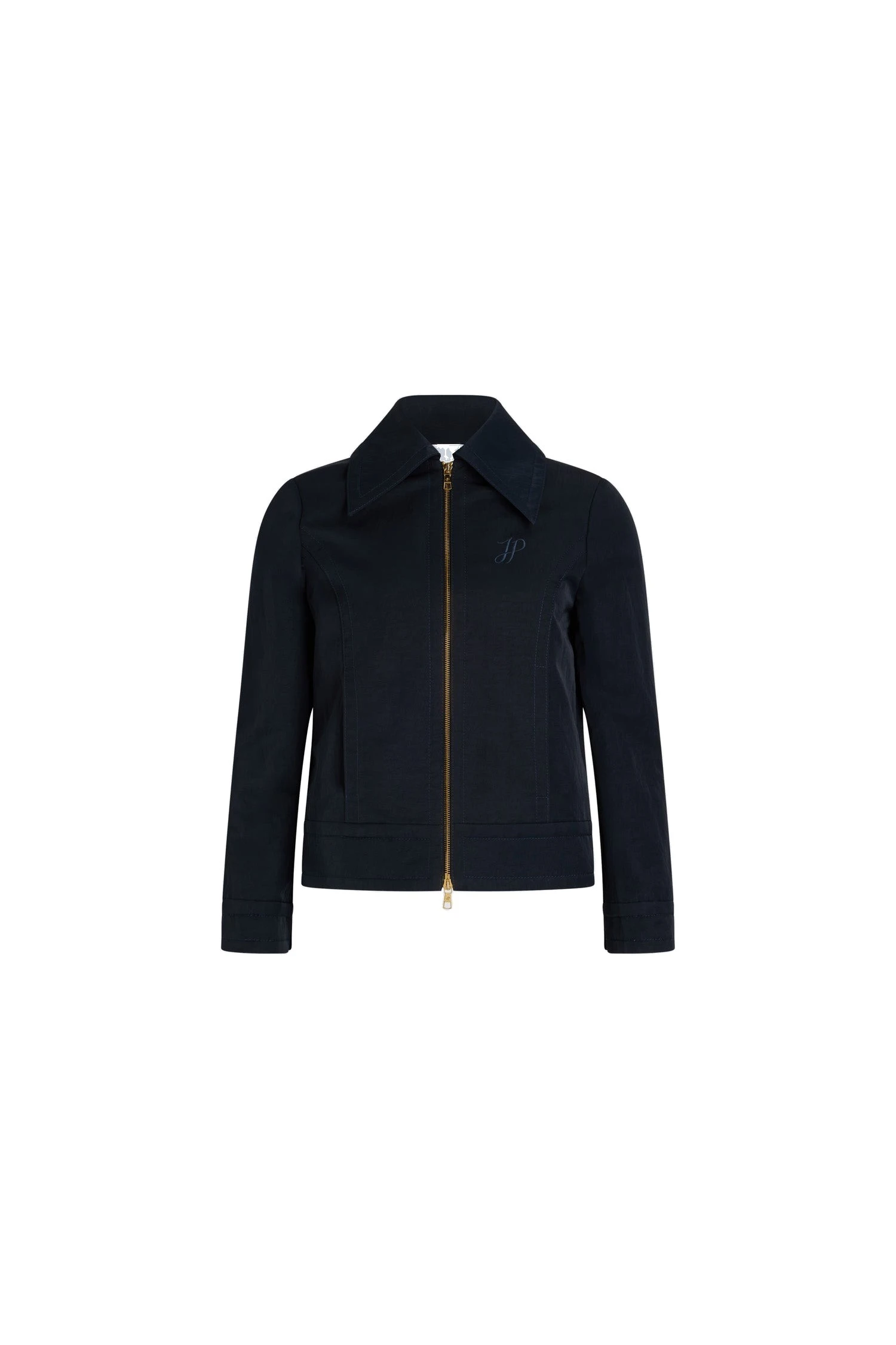 Patou Short zipped jacket in lightweight recycled nylon | Luxury Shoes Patou Short zipped jacket in Navy Black lightweight recycled nylon