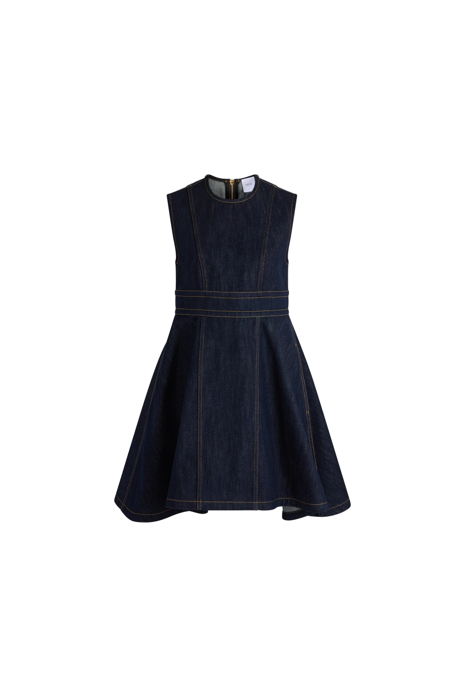 Patou Sleeveless denim dress in Moonrise Rodeo cotton | Dresses | Luxury Shoes Patou Sleeveless denim dress in Moonrise Rodeo cotton