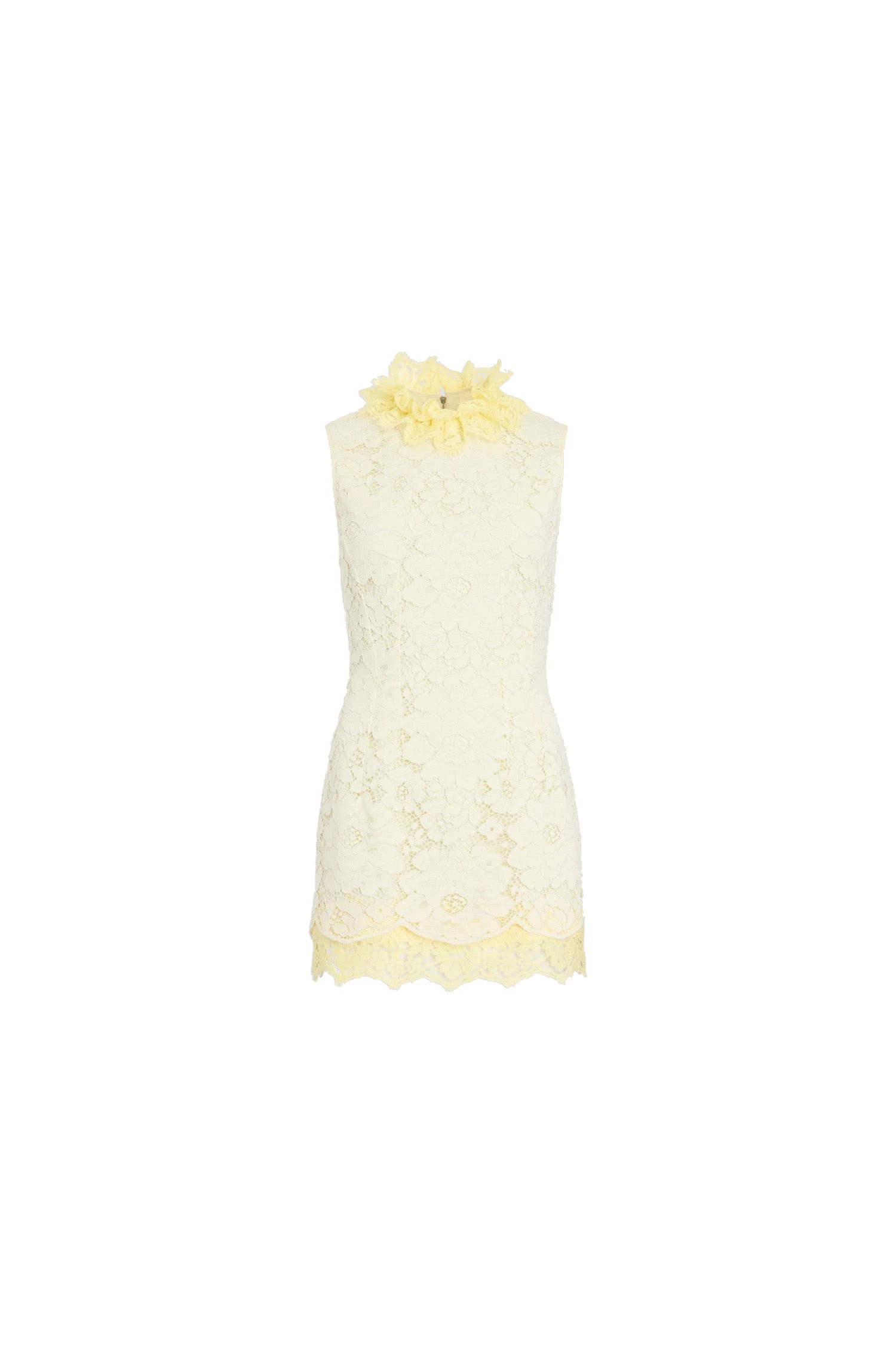 Patou Sleeveless eco-friendly cotton blend mini dress in Lemonade | Dresses | Luxury Shoes Patou Sleeveless eco-friendly cotton blend mini dress in Lemonade