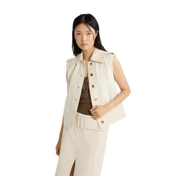 Sleeveless jacket in Natural cotton denim - Image 4