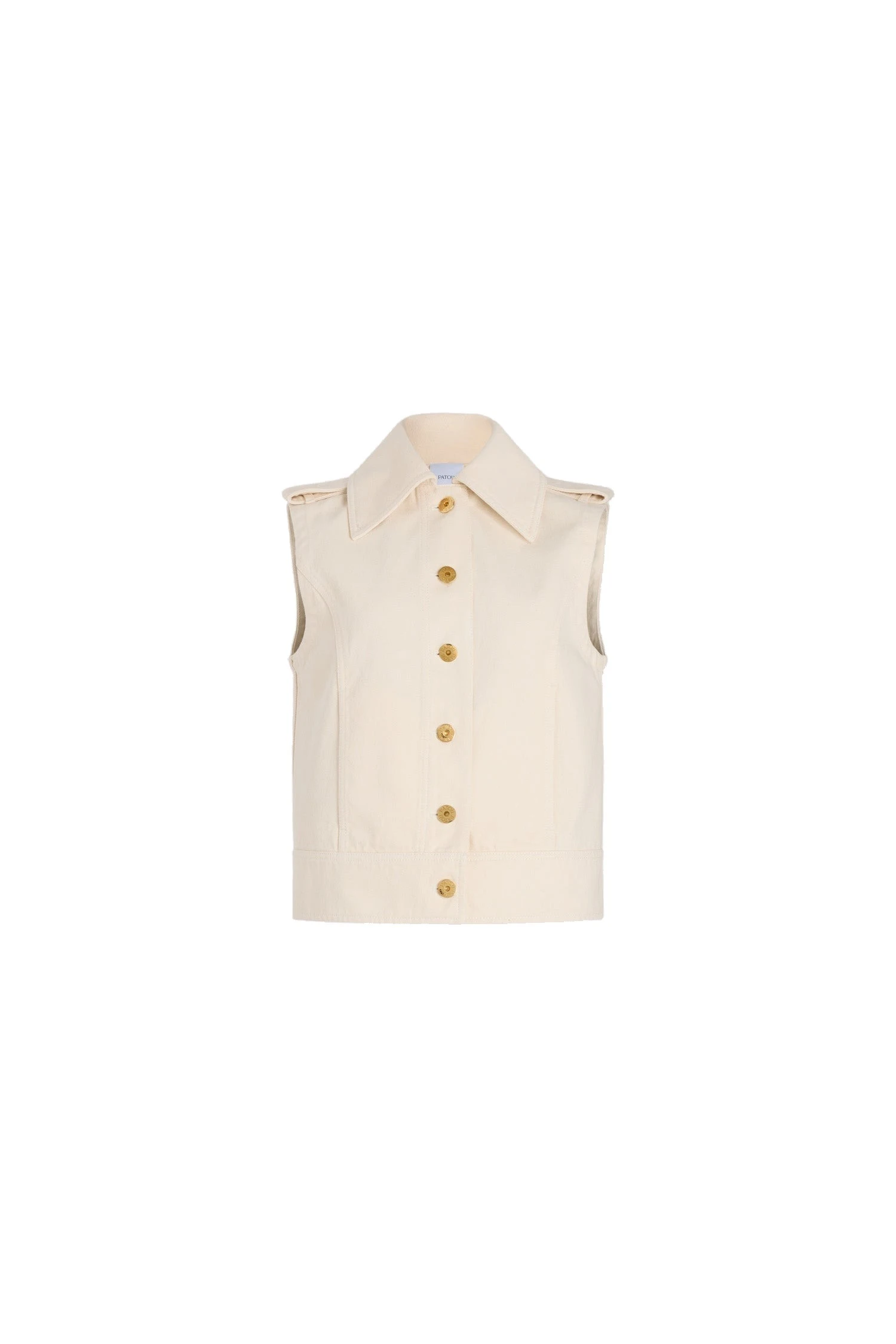 Patou Sleeveless jacket in Natural cotton denim | Jackets | Luxury Shoes Patou Sleeveless jacket in Natural cotton denim