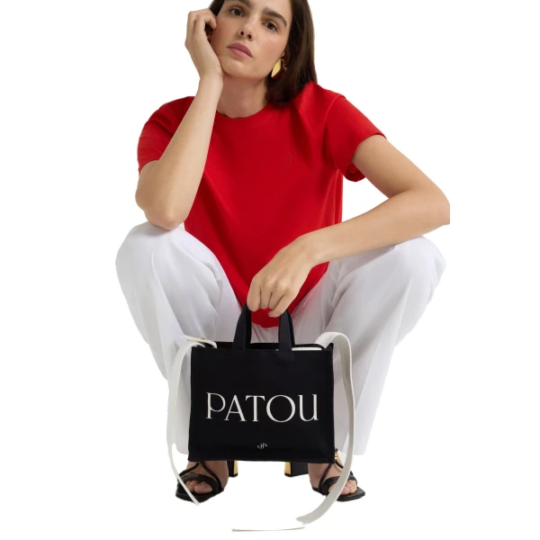 Small Patou tote in Black cotton canvas - Image 2