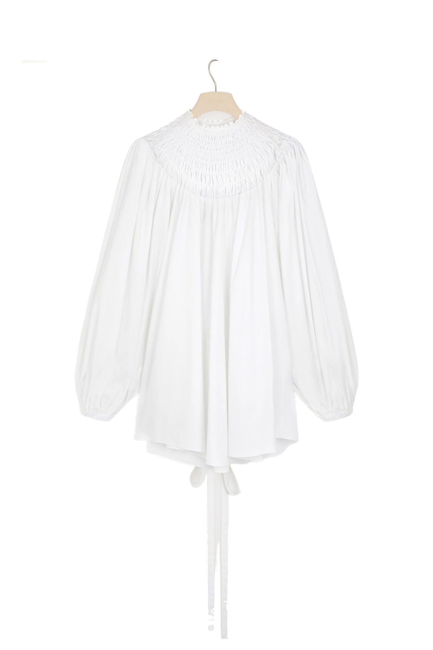 Patou Smock collar tunic in White organic cotton | Tops | Luxury Shoes Patou Smock collar tunic in White organic cotton