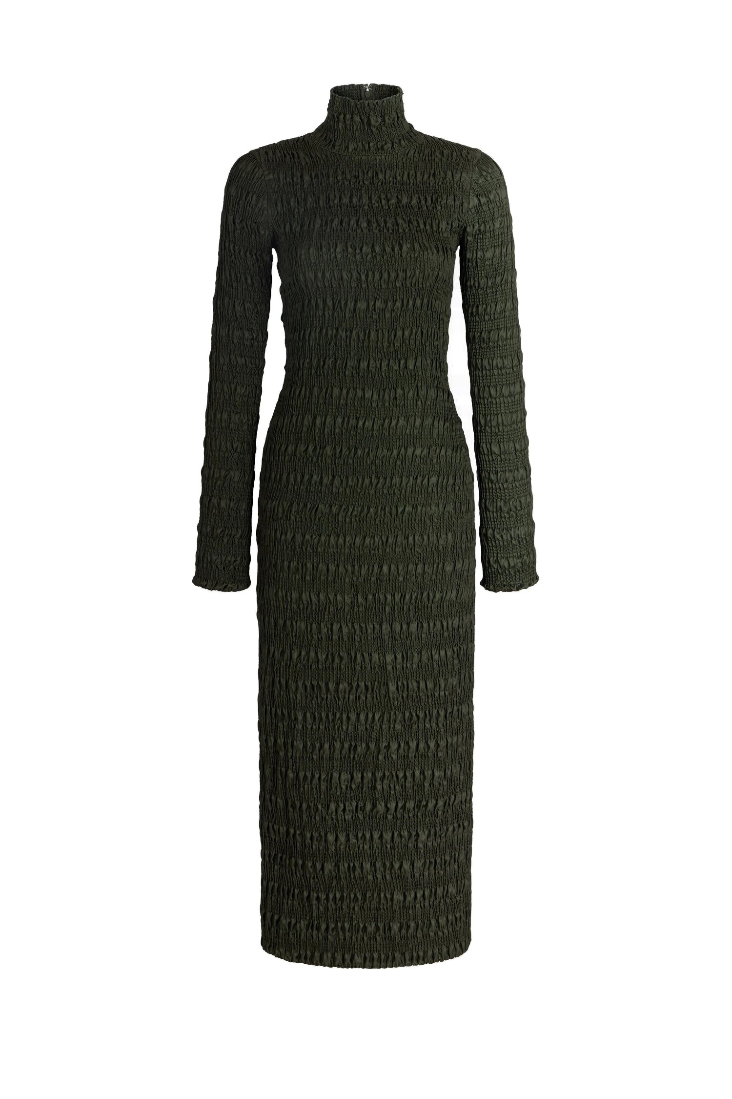 Patou Smocked long dress in Highland Green viscose | Dresses | Luxury Shoes Patou Smocked long dress in Highland Green viscose