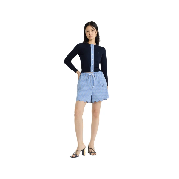 Summer shorts in Heritage Blue Stripes printed organic cotton poplin - Image 2
