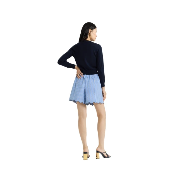 Summer shorts in Heritage Blue Stripes printed organic cotton poplin - Image 3