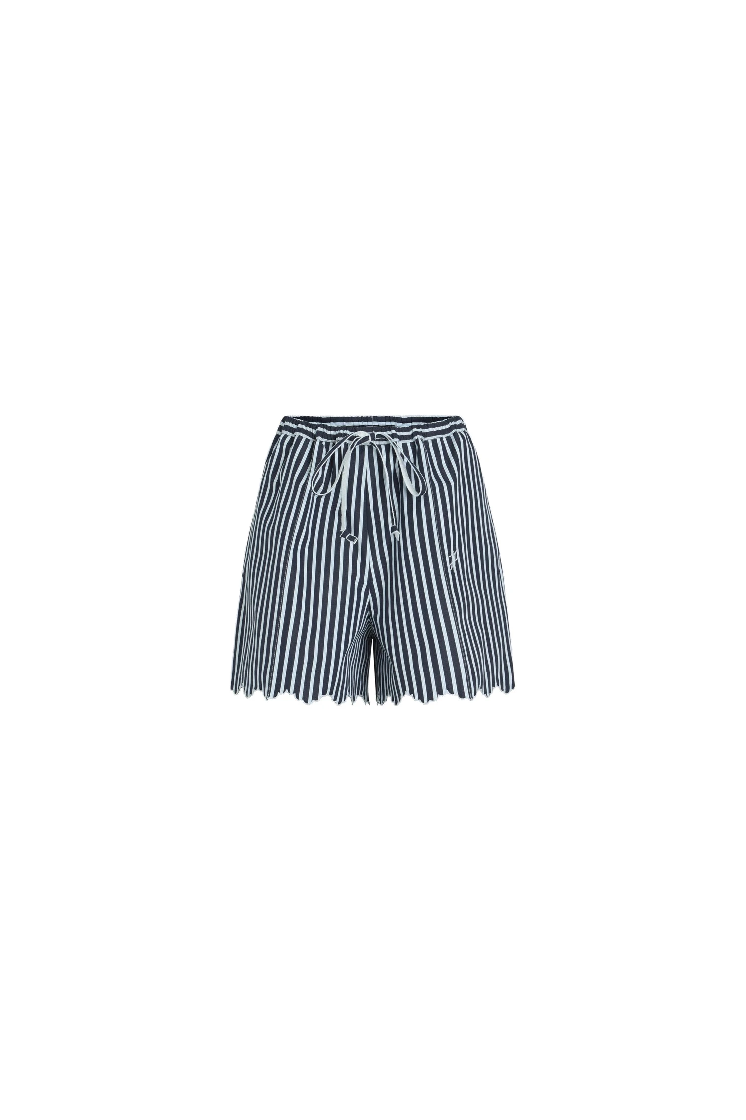 Patou Summer shorts in Navy Stripes printed organic cotton poplin | Shorts | Luxury Shoes Patou Summer shorts in Navy Stripes printed organic cotton poplin