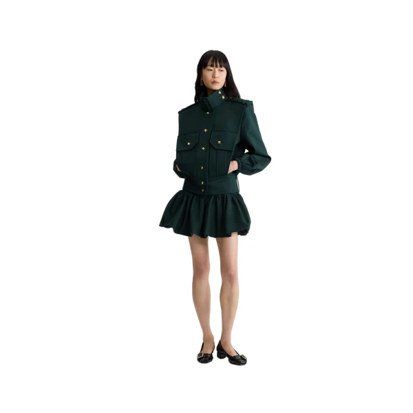 Tailored bomber jacket in Garden Green organic cotton gabardine - Image 2