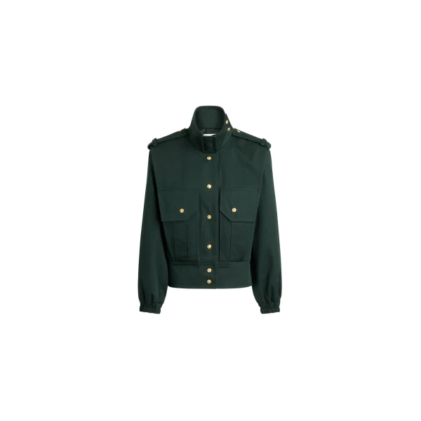 Tailored bomber jacket in Garden Green organic cotton gabardine