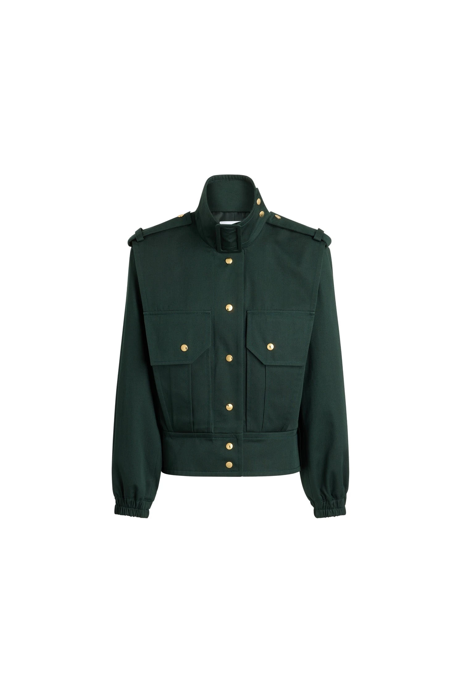 Patou Tailored bomber jacket in Garden Green organic cotton gabardine | Jackets | Luxury Shoes Patou Tailored bomber jacket in Garden Green organic cotton gabardine