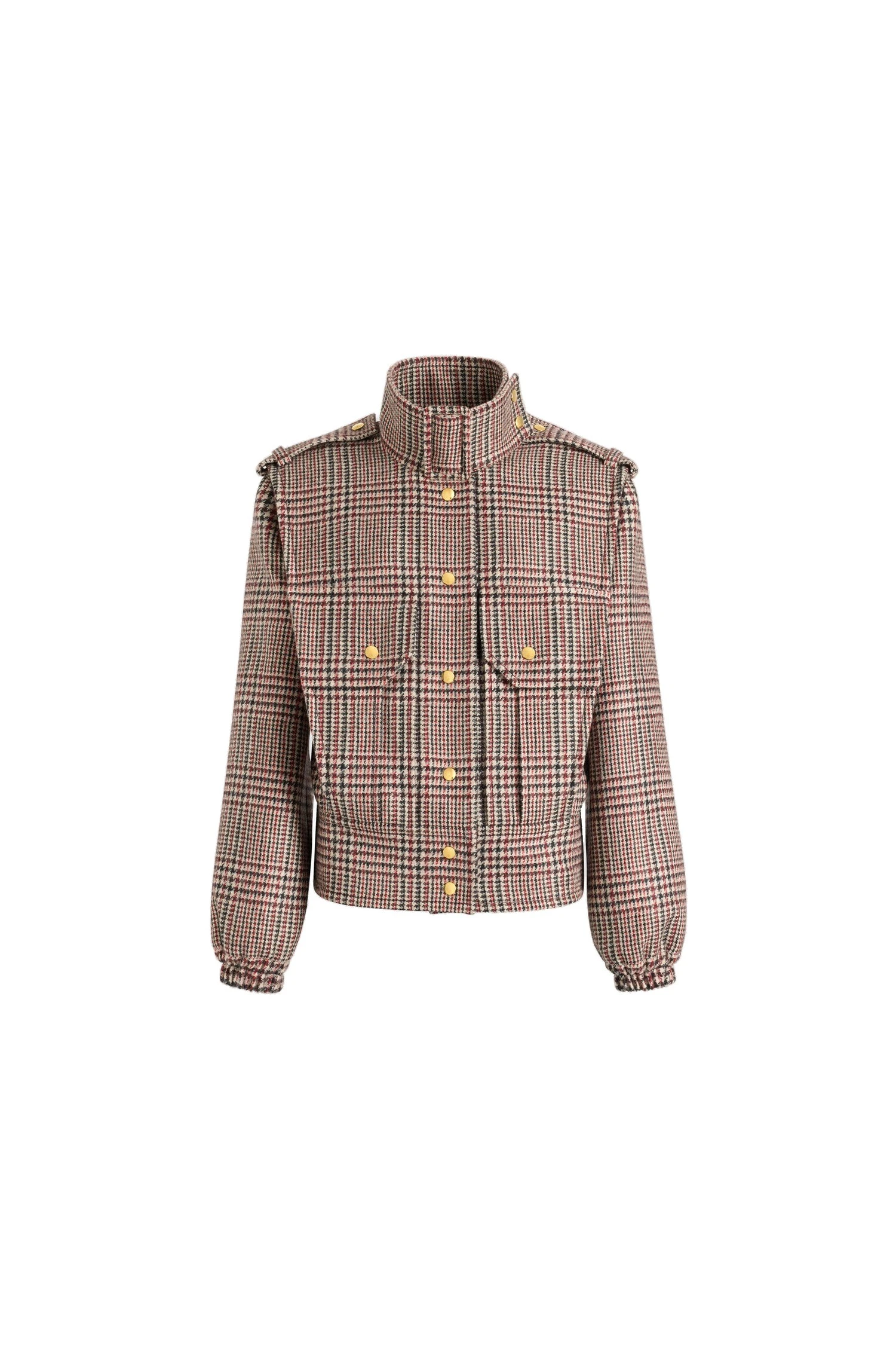Patou Tailored bomber jacket in Prince of Wales sustainable wool flannel | Jackets | Luxury Shoes Patou Tailored bomber jacket in Prince of Wales sustainable wool flannel