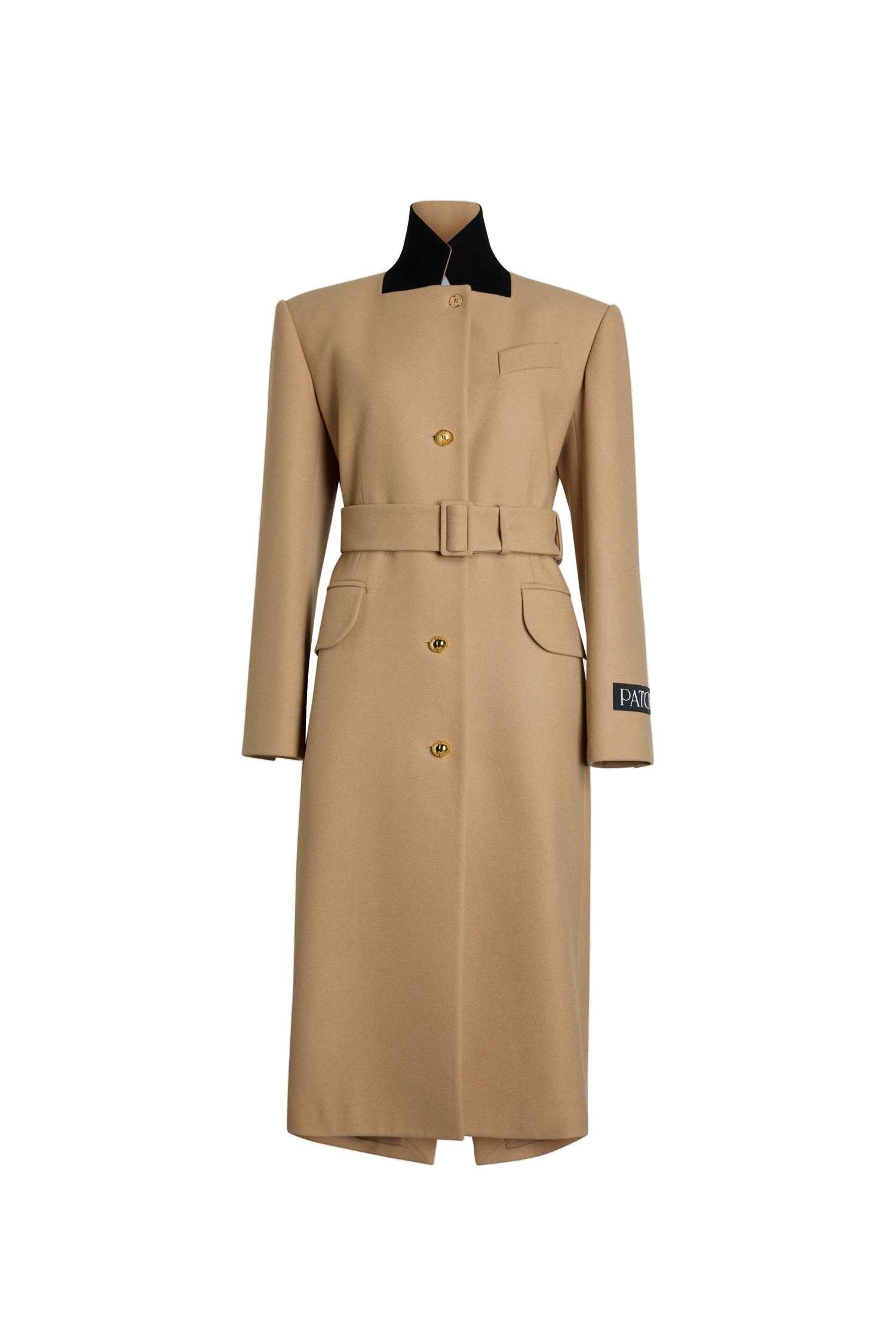 Patou Tailored coat in Beige sustainable wool and cashmere blend | Coats | Luxury Shoes Patou Tailored coat in Beige sustainable wool and cashmere blend