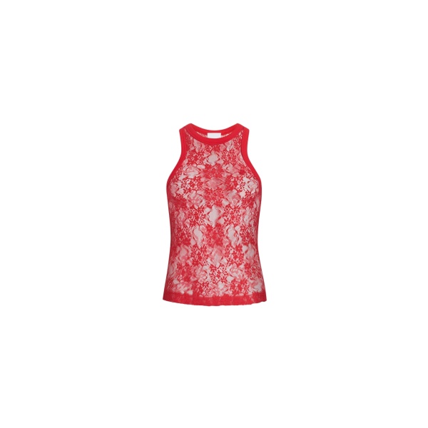 Patou Tank top in Babylone Red lace jersey