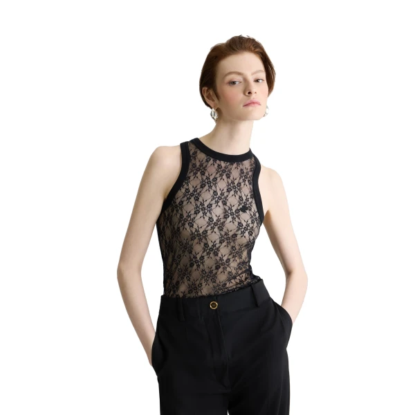 Tank top in Black lace jersey - Image 5