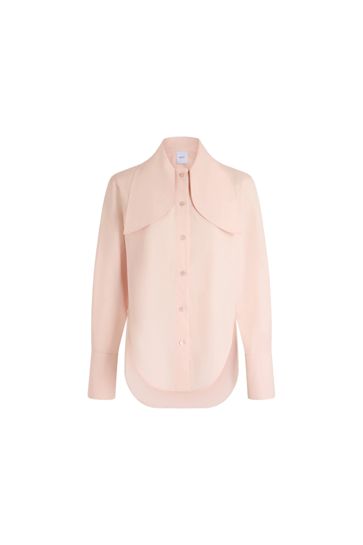 Patou Tied-collar blouse in Frost Pink organic cotton | Tops | Luxury Shoes Patou Tied-collar blouse in Frost Pink organic cotton