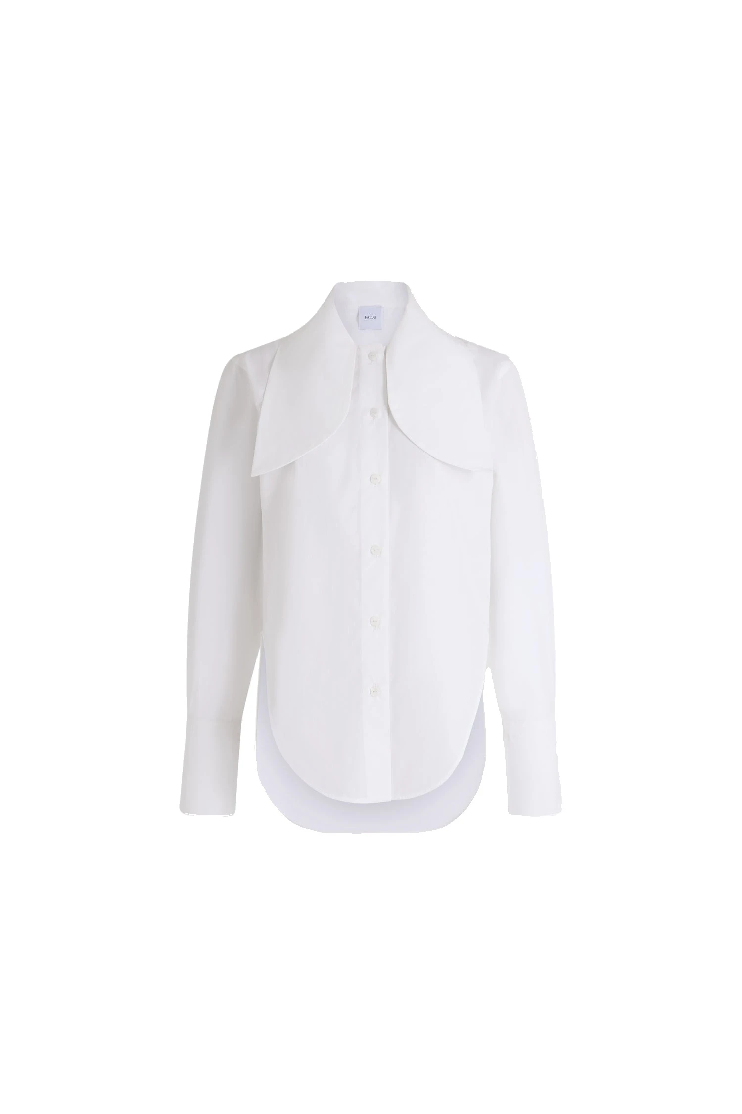 Patou Tied-collar blouse in White organic cotton | Tops | Luxury Shoes Patou Tied-collar blouse in White organic cotton
