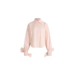 Patou Tied-sleeve blouse in Frost Pink organic cotton