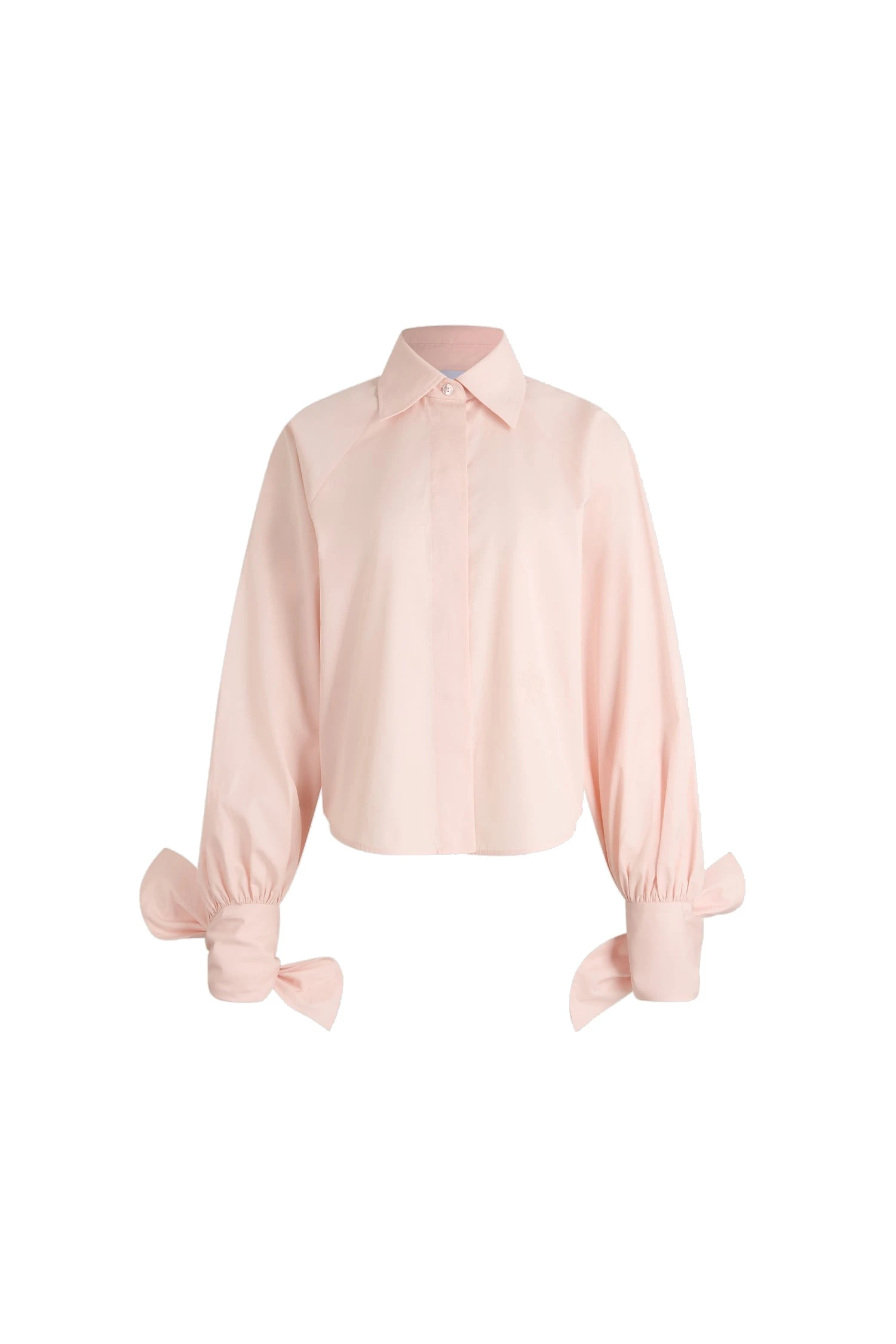 Patou Tied-sleeve blouse in Frost Pink organic cotton | Tops | Luxury Shoes Patou Tied-sleeve blouse in Frost Pink organic cotton