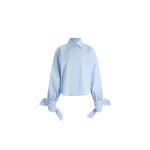 Patou Tied-sleeve blouse in Polar Sky organic cotton