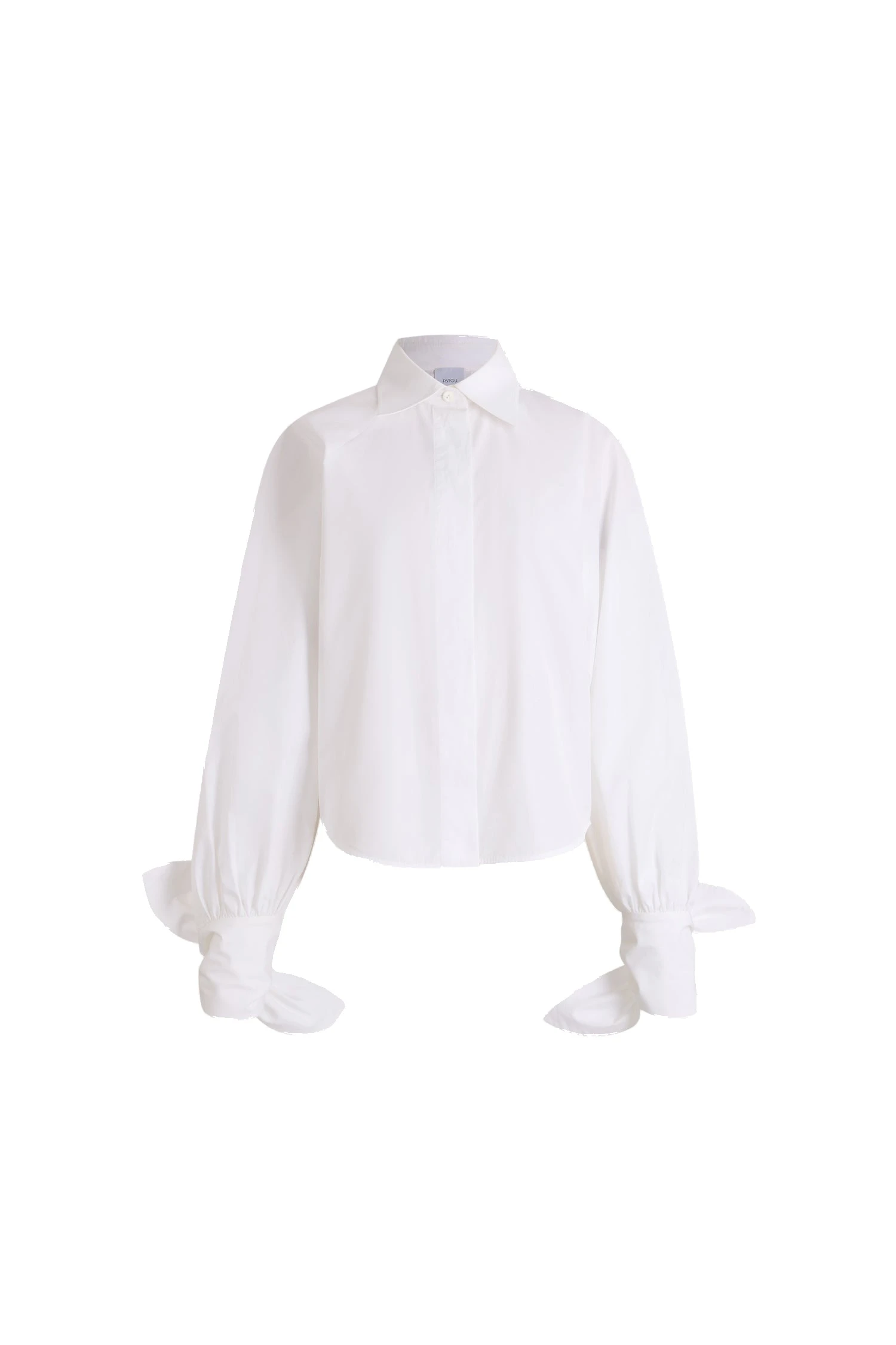 Patou Tied-sleeve blouse in White organic cotton | Tops | Luxury Shoes Patou Tied-sleeve blouse in White organic cotton