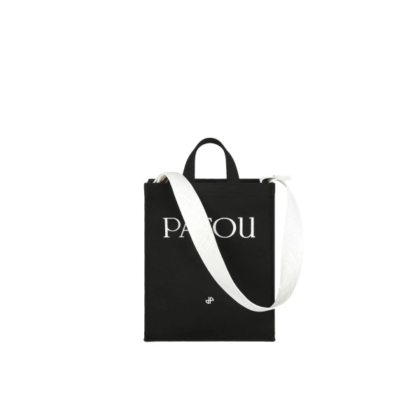 Patou Vertical Patou tote in Black cotton canvas