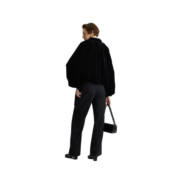 Volume jacket in Black blended organic cotton velvet - Image 3