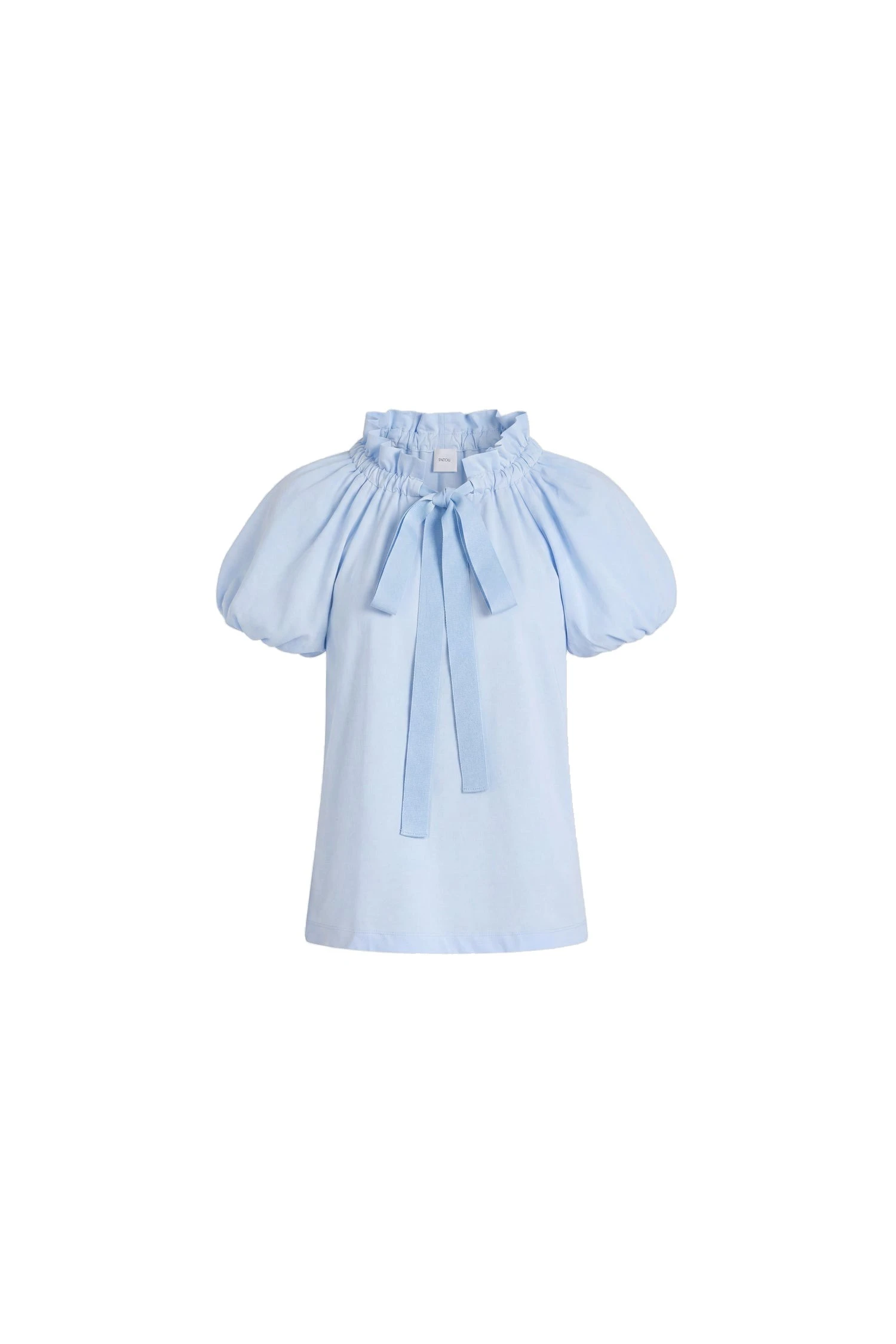 Patou Voluminous organic cotton top in Alpine Blue | Tops | Luxury Shoes Patou Voluminous organic cotton top in Alpine Blue