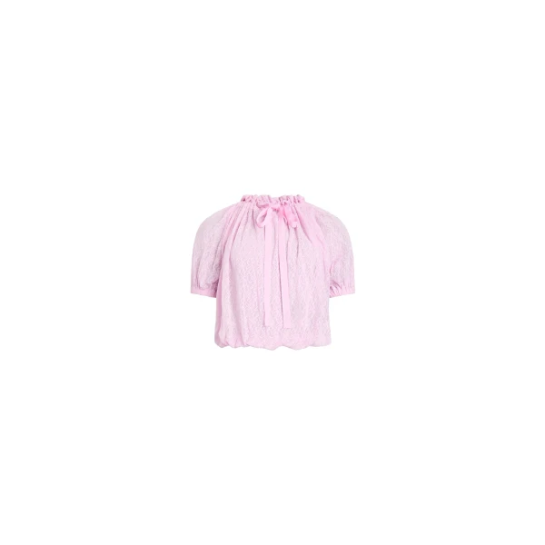 Patou Voluminous polyamide lace top in Pink Parfait