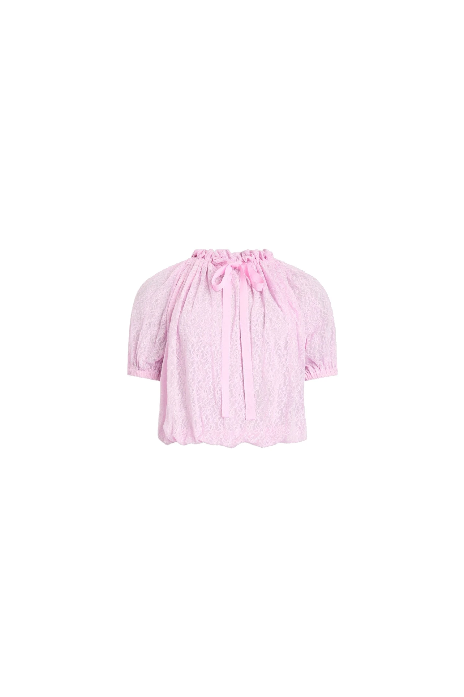 Patou Voluminous polyamide lace top in Pink Parfait | Tops | Luxury Shoes Patou Voluminous polyamide lace top in Pink Parfait