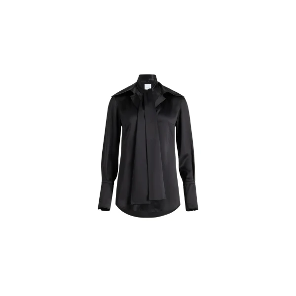 Patou Wide collar blouse in Black organic silk