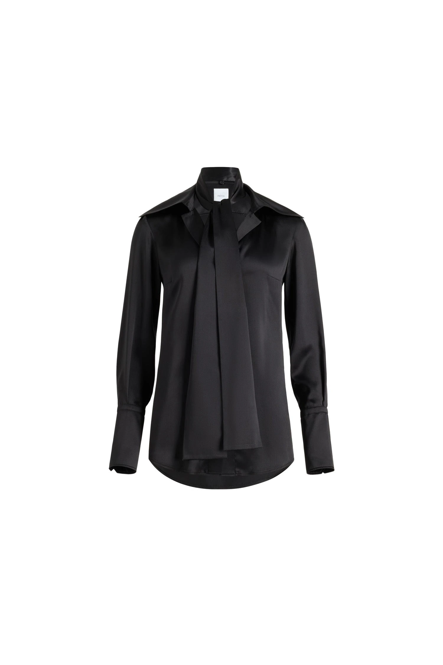 Patou Wide collar blouse in Black organic silk | Tops | Luxury Shoes Patou Wide collar blouse in Black organic silk