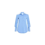 Patou Wide collar blouse in Ice Blue Stripes printed organic cotton poplin