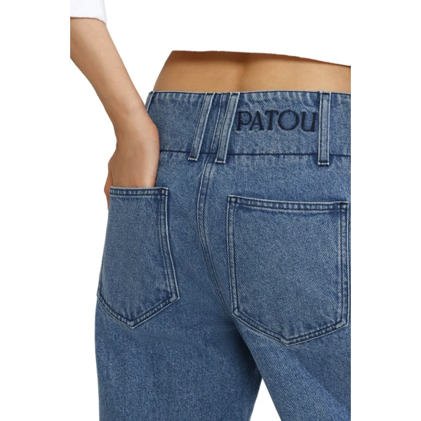 Wide waistband trousers in Heritage Blue Wash cotton denim - Image 4
