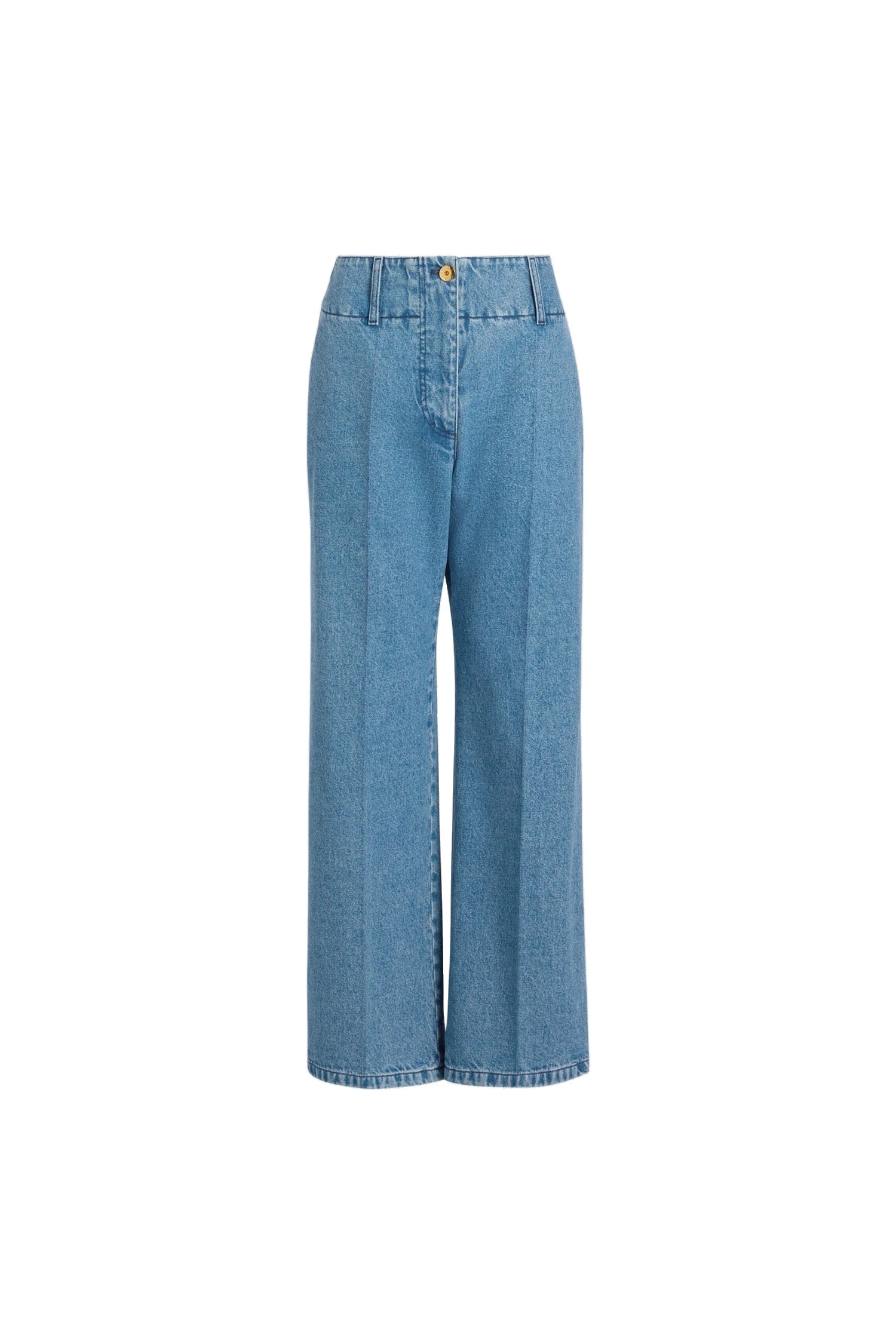 Patou Wide waistband trousers in Heritage Blue Wash cotton denim | Pants | Luxury Shoes Patou Wide waistband trousers in Heritage Blue Wash cotton denim