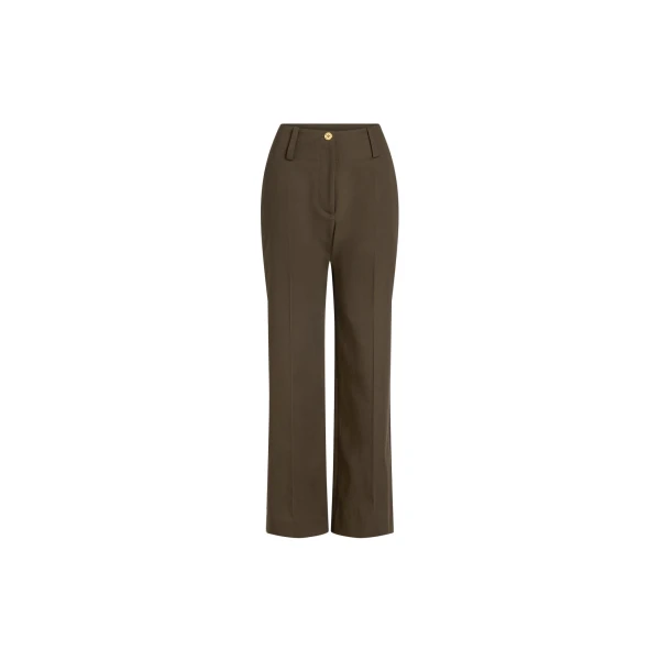 Patou Wide waistband trousers in Java Brown organic cotton gabardine