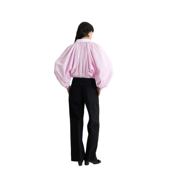 Wide waistband trousers in Khol Stone organic cotton denim - Image 3