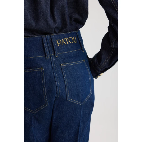 Wide waistband trousers in Rodeo Blue cotton denim - Image 4