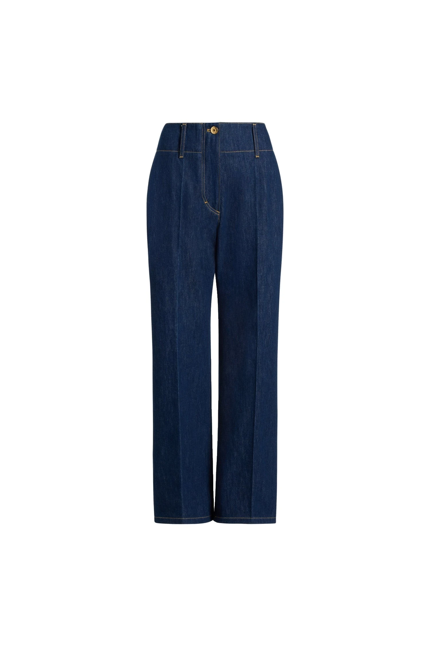 Patou Wide waistband trousers in Rodeo Blue cotton denim | Pants | Luxury Shoes Patou Wide waistband trousers in Rodeo Blue cotton denim