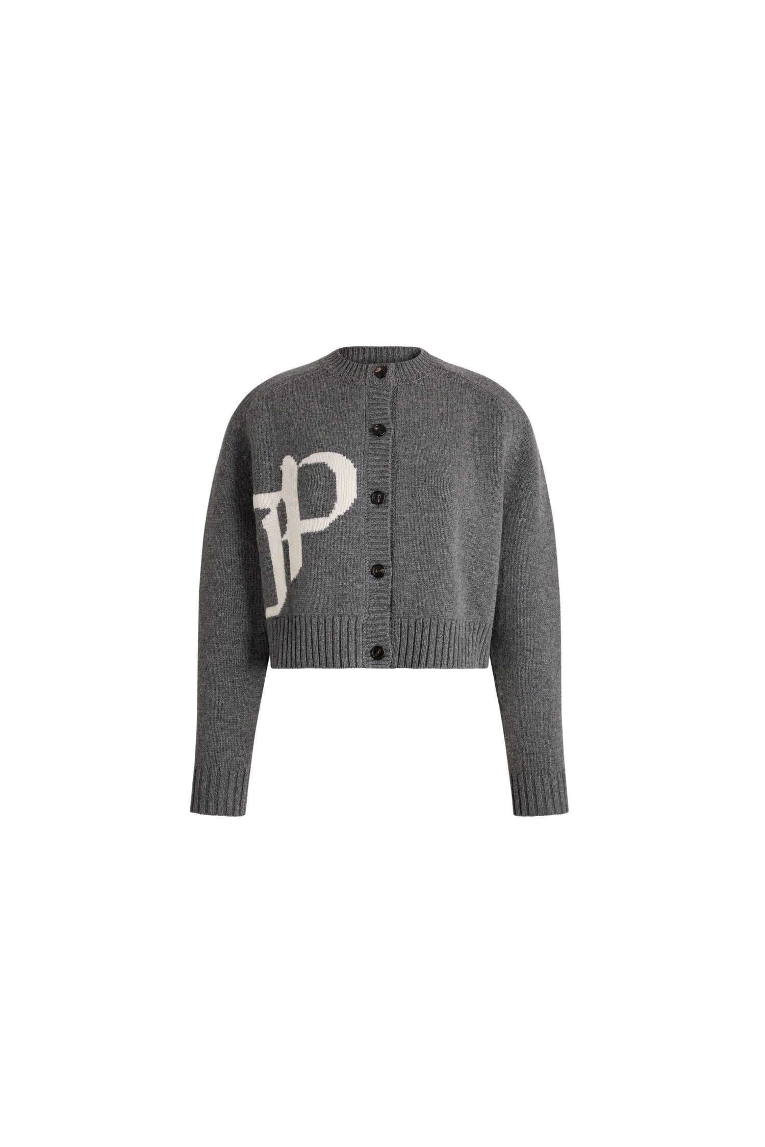 Patou Wool and cashmere cardigan in Winter Slate | Knitwear | Luxury Shoes Patou Wool and cashmere cardigan in Winter Slate