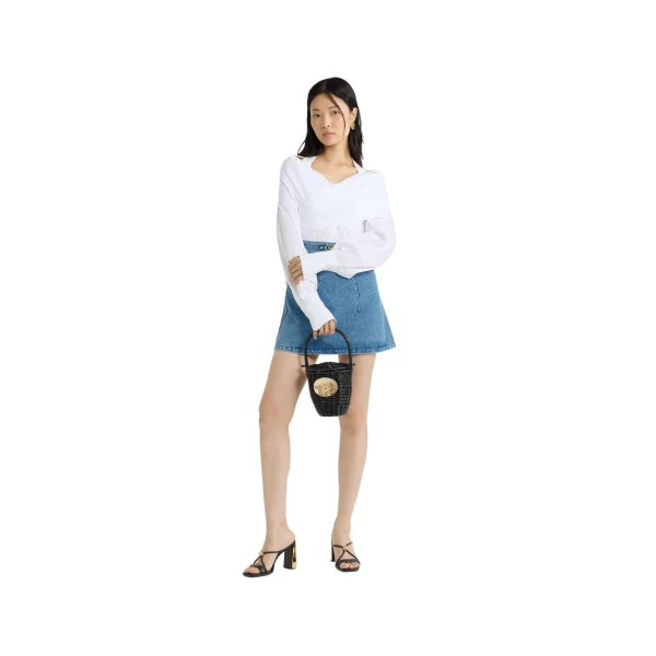 Wrap blouse in White organic cotton poplin - Image 3