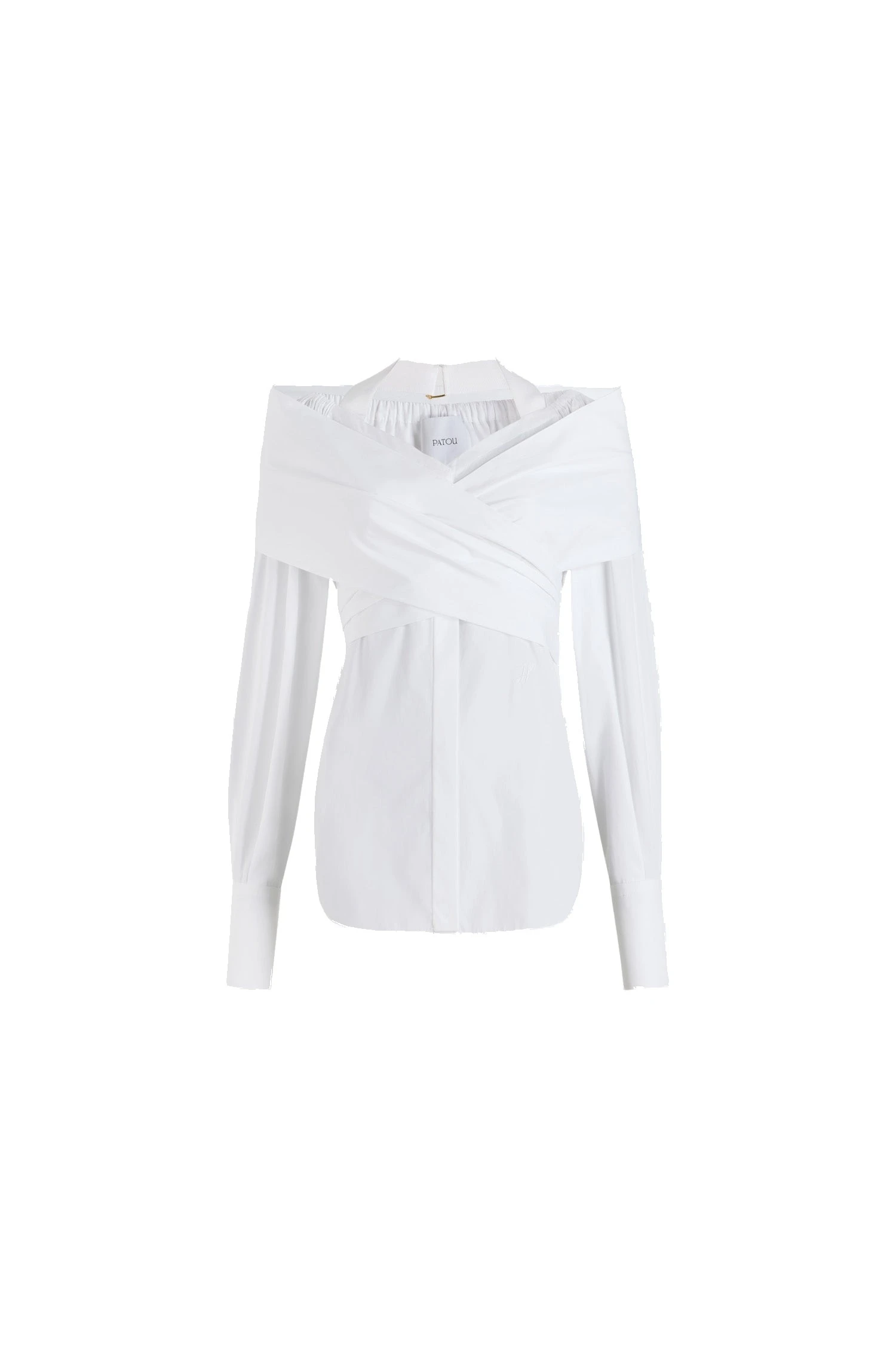 Patou Wrap blouse in White organic cotton poplin | Tops | Luxury Shoes Patou Wrap blouse in White organic cotton poplin
