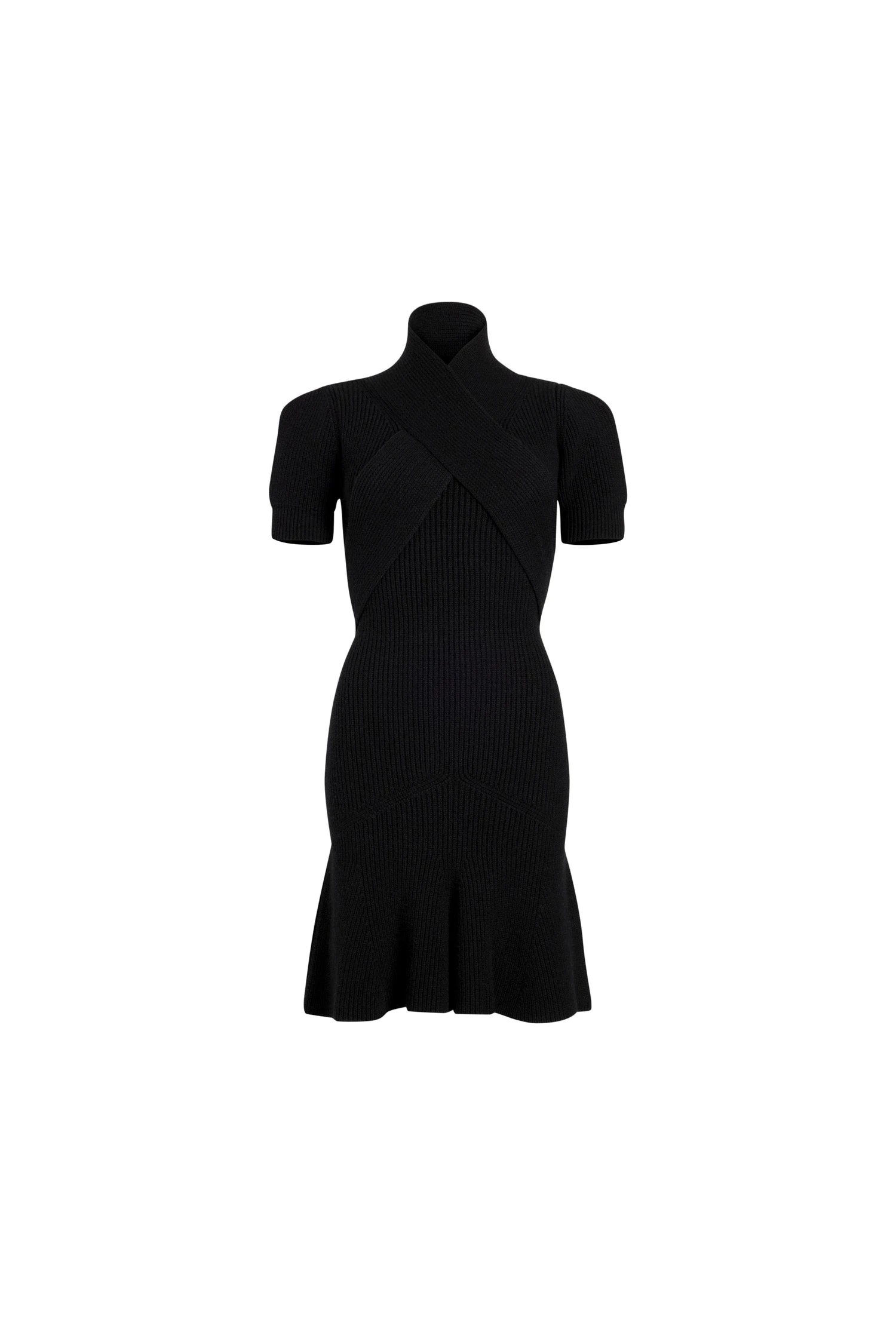 Patou Wrap front dress in Black sustainable wool and cashmere | Dresses | Luxury Shoes Patou Wrap front dress in Black sustainable wool and cashmere